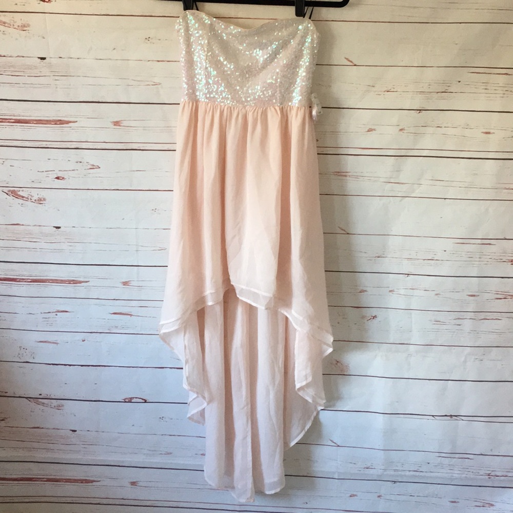 Light Pink Sequin High Low Dress